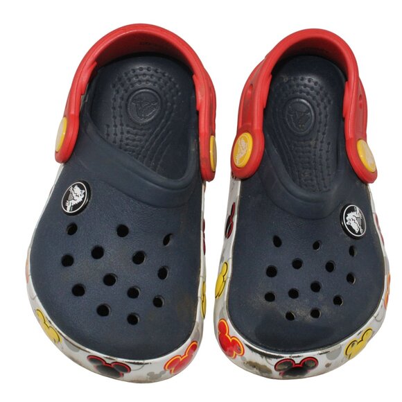 Crocs Fun Lab Mickey Lights Clog Sz C 7 Navy Red Kids Preschool Sandals Disney - Picture 7 of 9